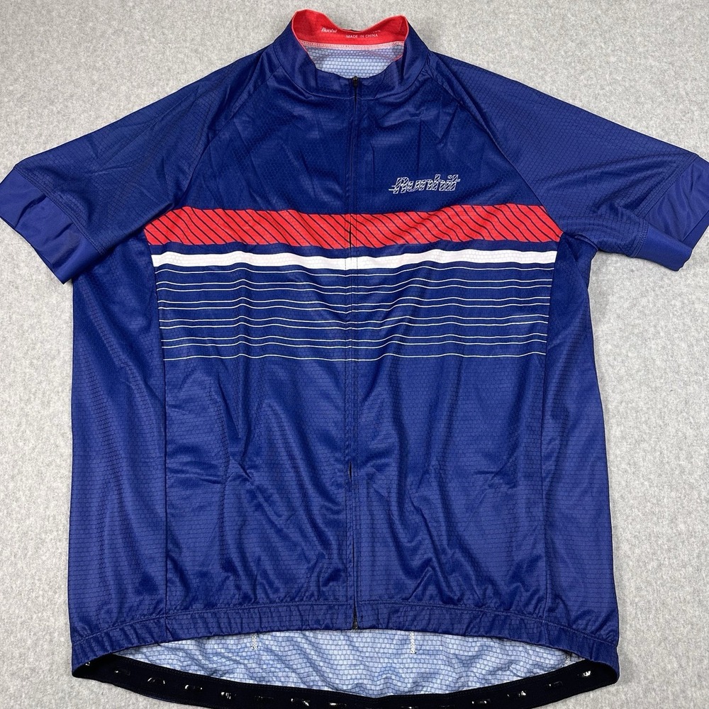 Runhit Cycling Jersey Full Zip Shirt‎ Men's 3XL Blue Breathable Bottle Holder